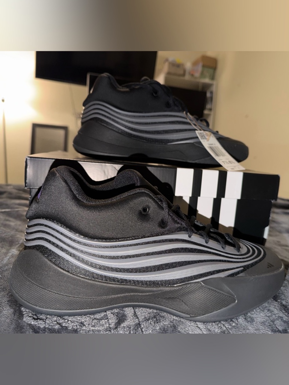adidas Dame X Men's Black Sneakers with Grey Wave Detail
